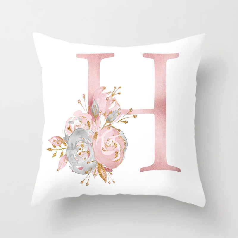 26 Letters Pink Pillow Cover 45*45cm Alphabet Letter Decorative Pillowcases Pink Pillowcase