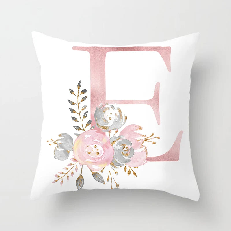 26 Letters Pink Pillow Cover 45*45cm Alphabet Letter Decorative Pillowcases Pink Pillowcase