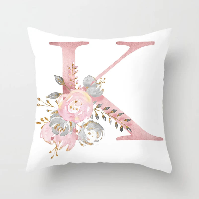 26 Letters Pink Pillow Cover 45*45cm Alphabet Letter Decorative Pillowcases Pink Pillowcase