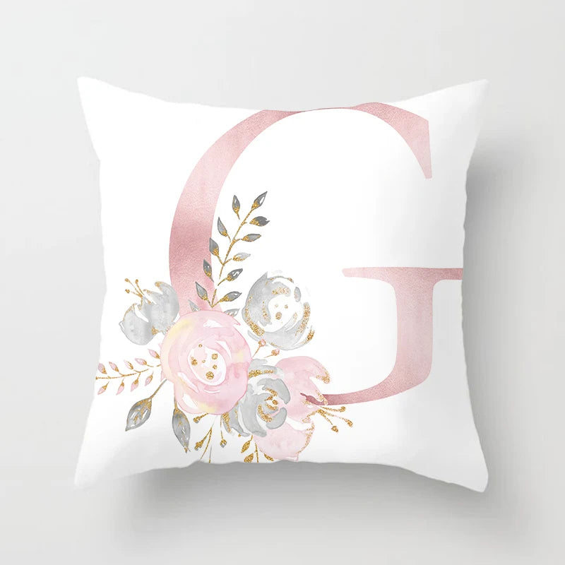 26 Letters Pink Pillow Cover 45*45cm Alphabet Letter Decorative Pillowcases Pink Pillowcase