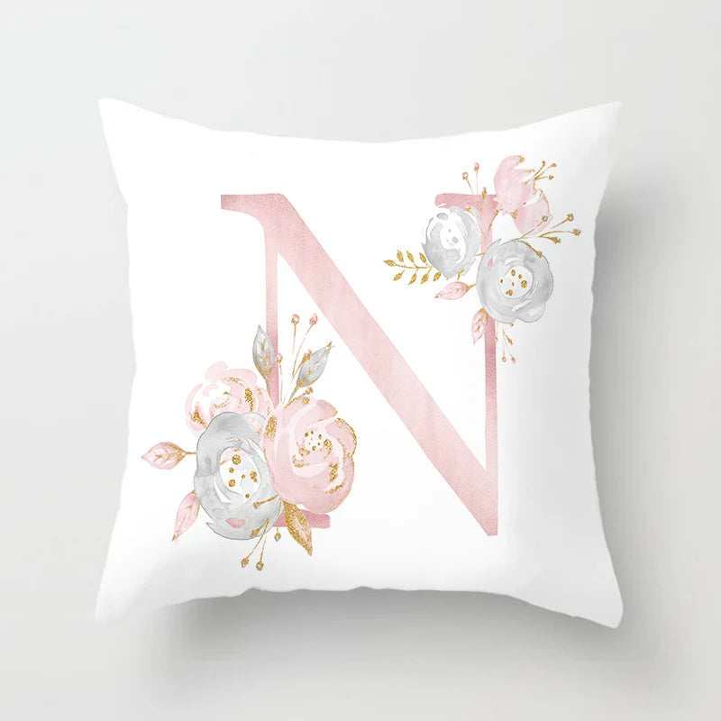 26 Letters Pink Pillow Cover 45*45cm Alphabet Letter Decorative Pillowcases Pink Pillowcase