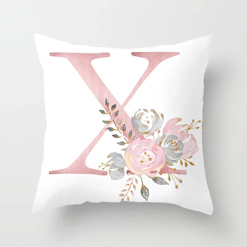 26 Letters Pink Pillow Cover 45*45cm Alphabet Letter Decorative Pillowcases Pink Pillowcase