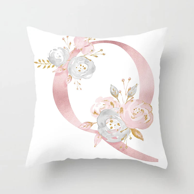 26 Letters Pink Pillow Cover 45*45cm Alphabet Letter Decorative Pillowcases Pink Pillowcase