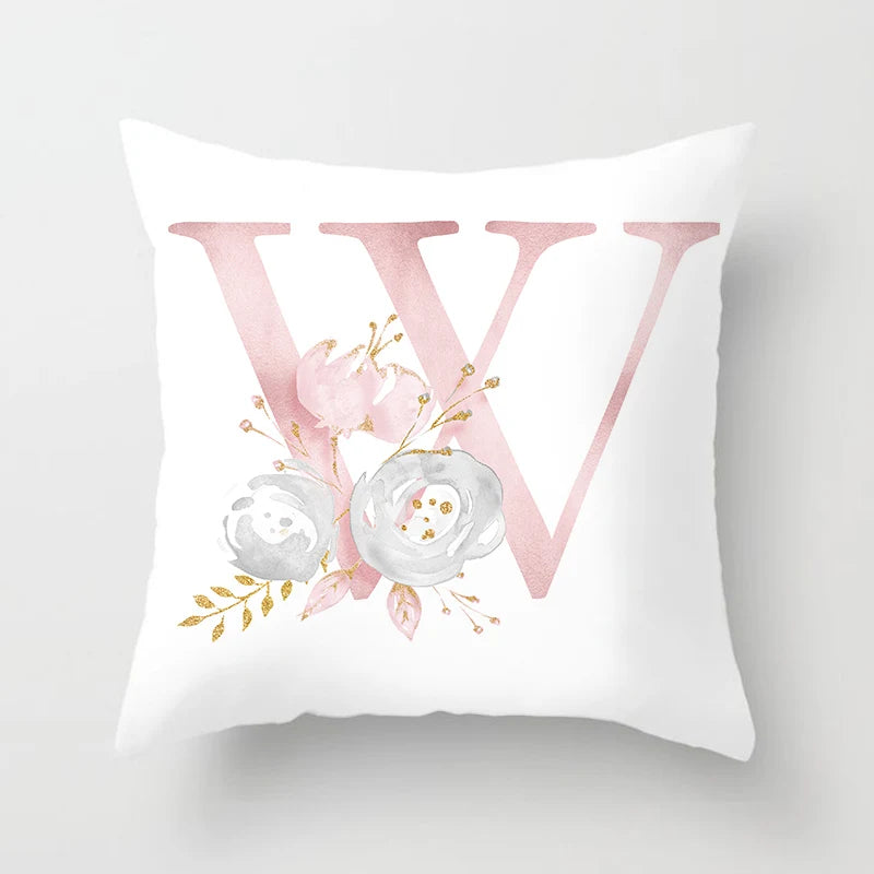 26 Letters Pink Pillow Cover 45*45cm Alphabet Letter Decorative Pillowcases Pink Pillowcase