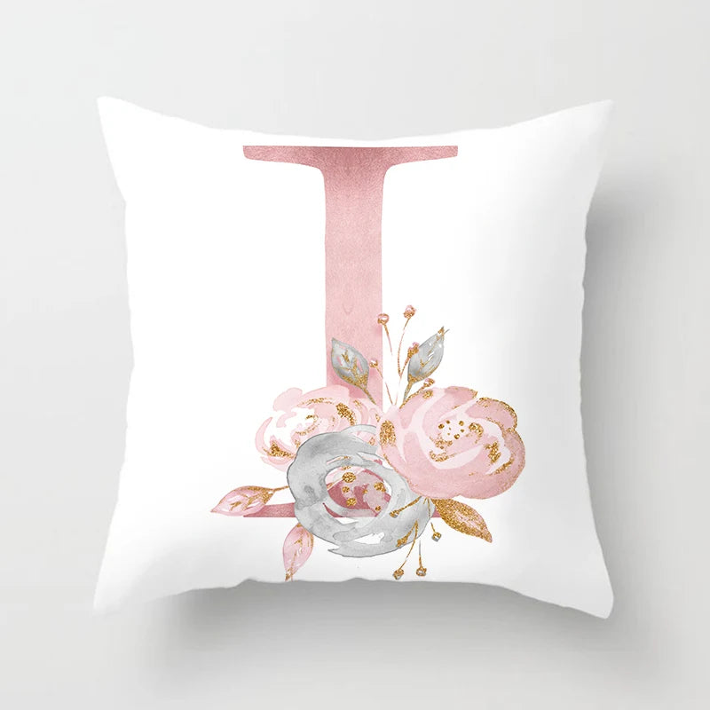 26 Letters Pink Pillow Cover 45*45cm Alphabet Letter Decorative Pillowcases Pink Pillowcase