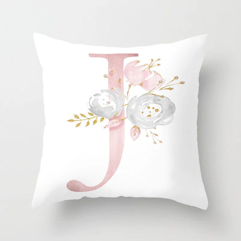 26 Letters Pink Pillow Cover 45*45cm Alphabet Letter Decorative Pillowcases Pink Pillowcase