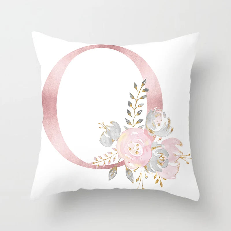 26 Letters Pink Pillow Cover 45*45cm Alphabet Letter Decorative Pillowcases Pink Pillowcase