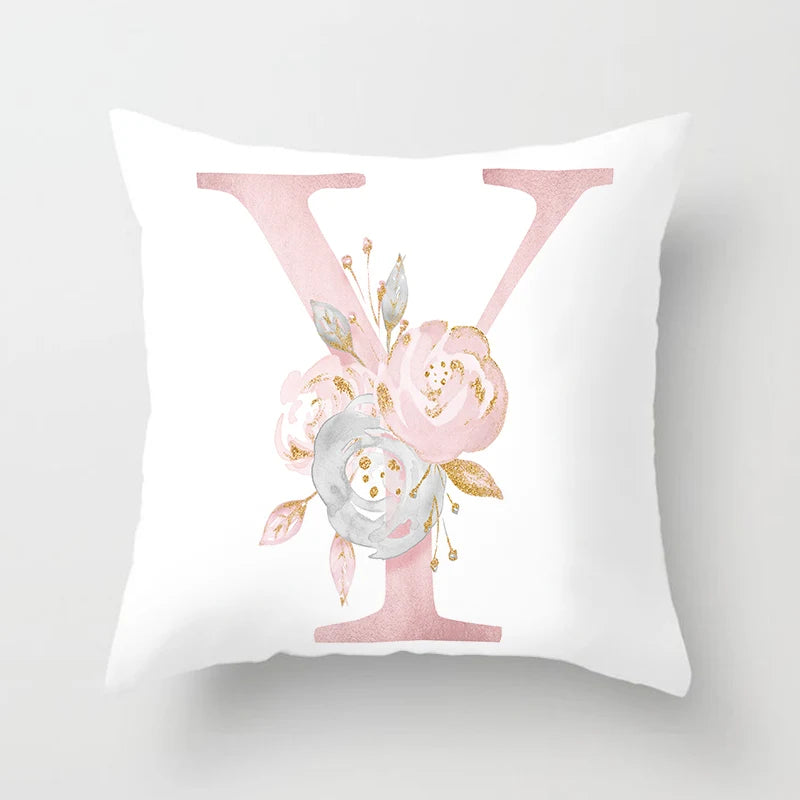 26 Letters Pink Pillow Cover 45*45cm Alphabet Letter Decorative Pillowcases Pink Pillowcase