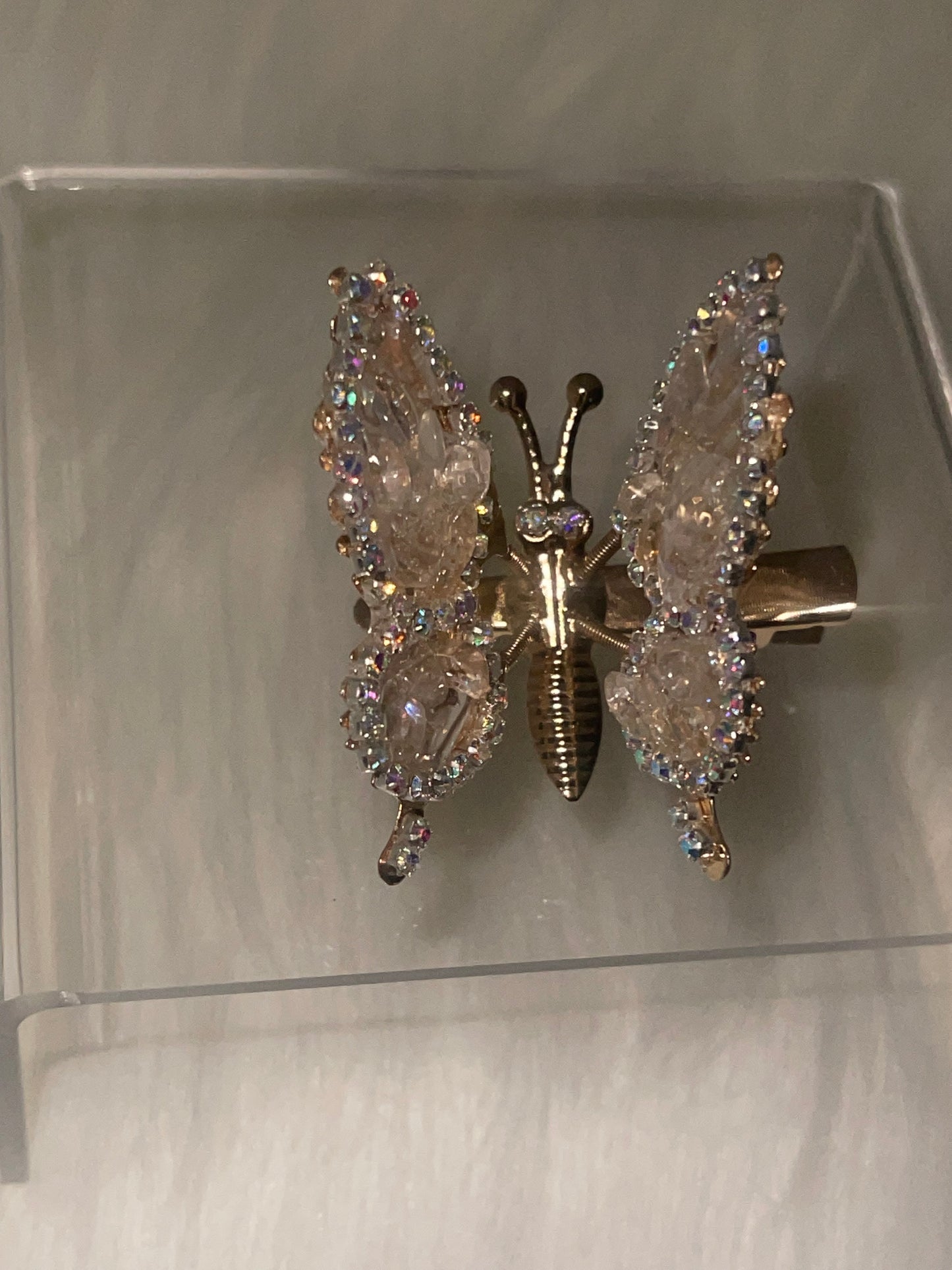 Moving Butterfly Hair Clips w/ Genuine Crystal Gemstones