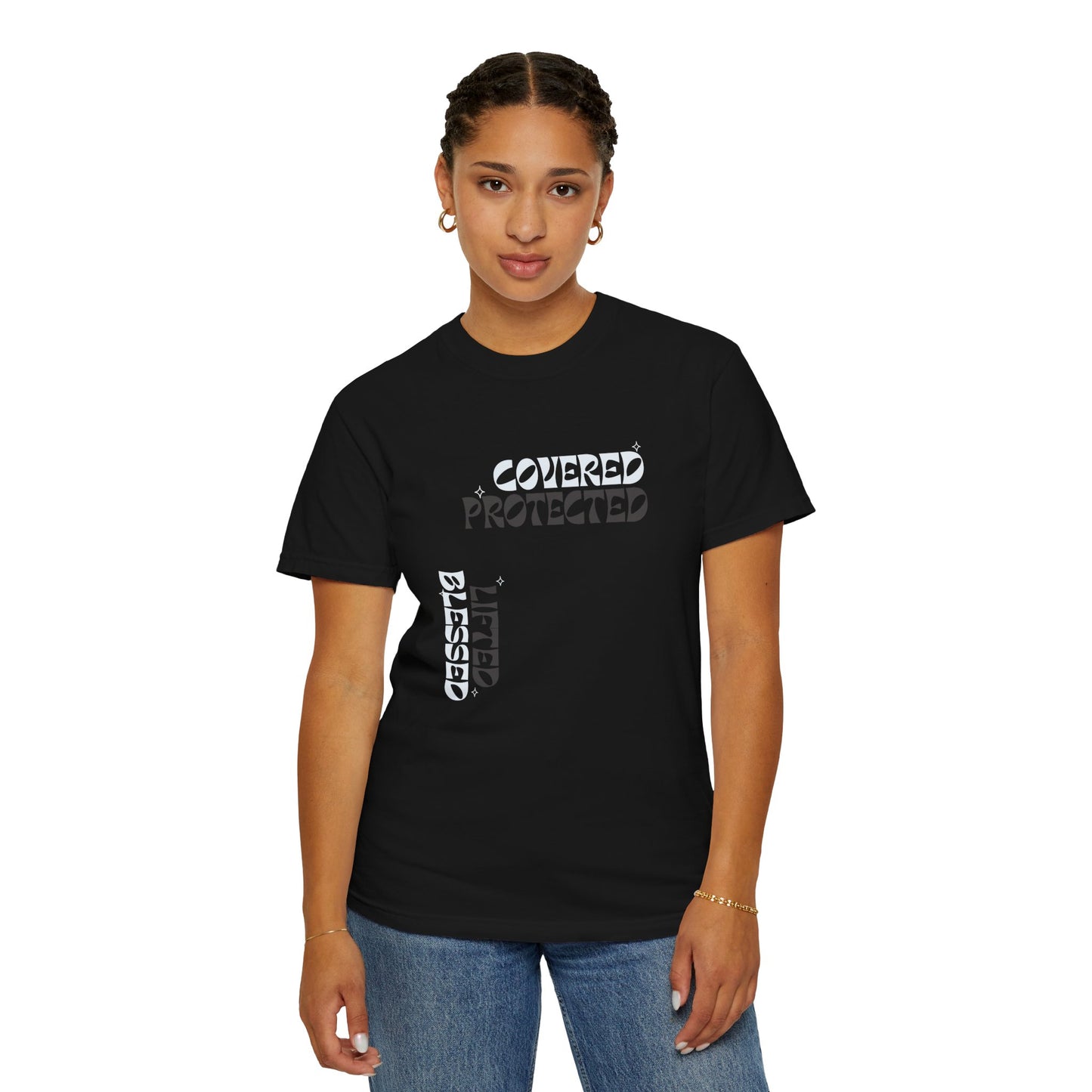 Protected Female Figure, Design w/ Angel Wings - Female T-shirt