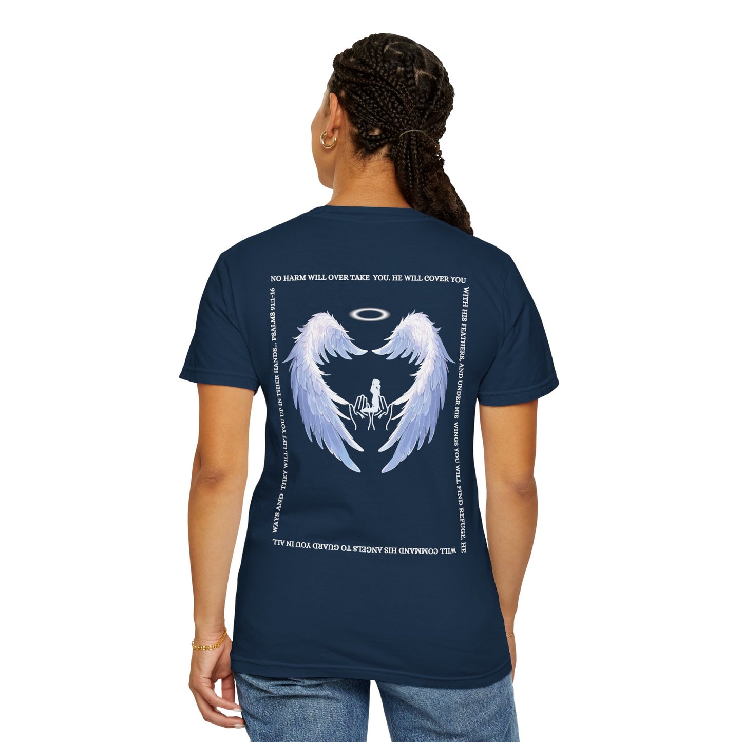 Protected Female Figure, Design w/ Angel Wings - Female T-shirt