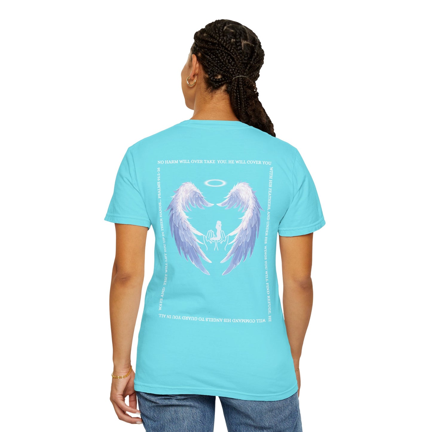 Protected Female Figure, Design w/ Angel Wings - Female T-shirt