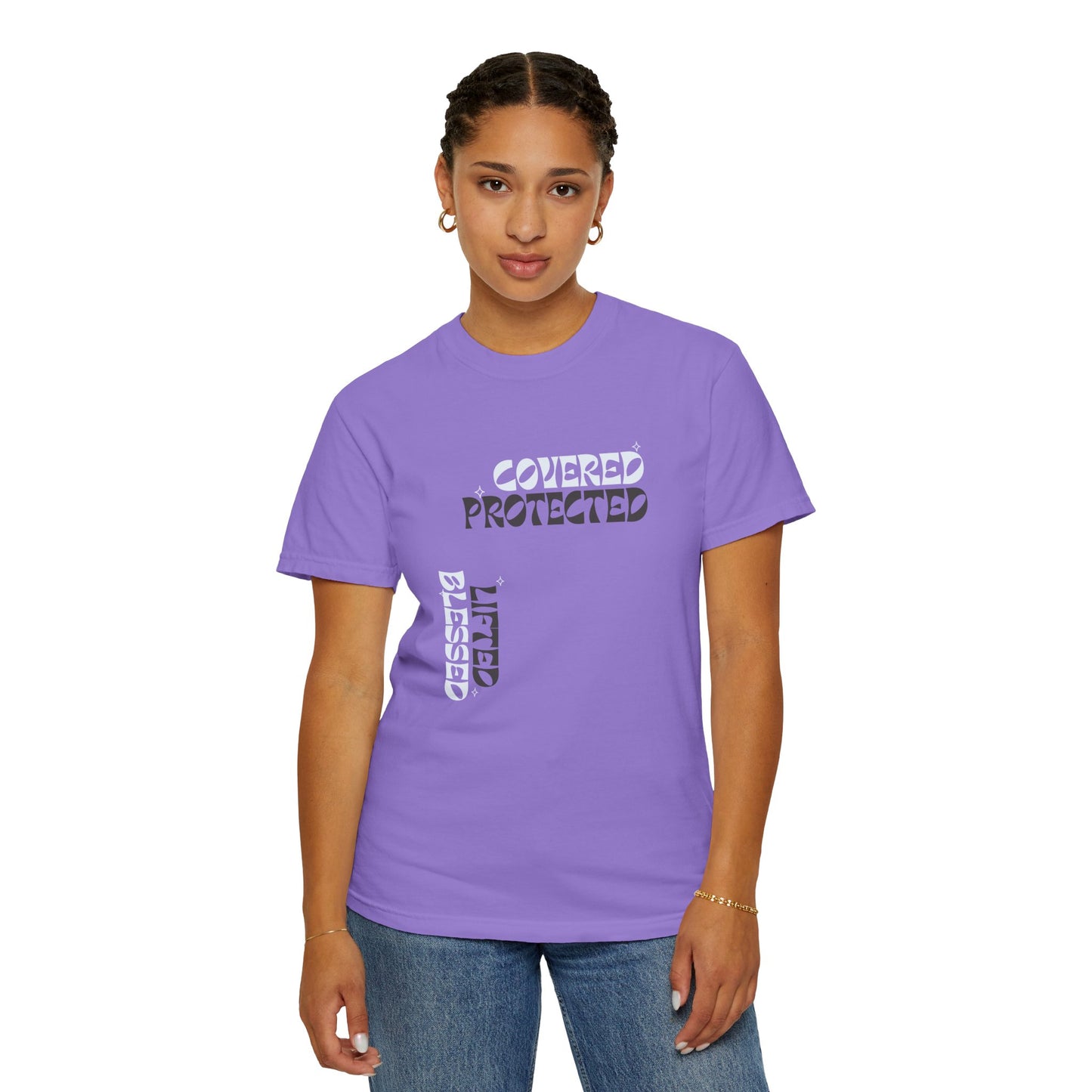 Protected Female Figure, Design w/ Angel Wings - Female T-shirt