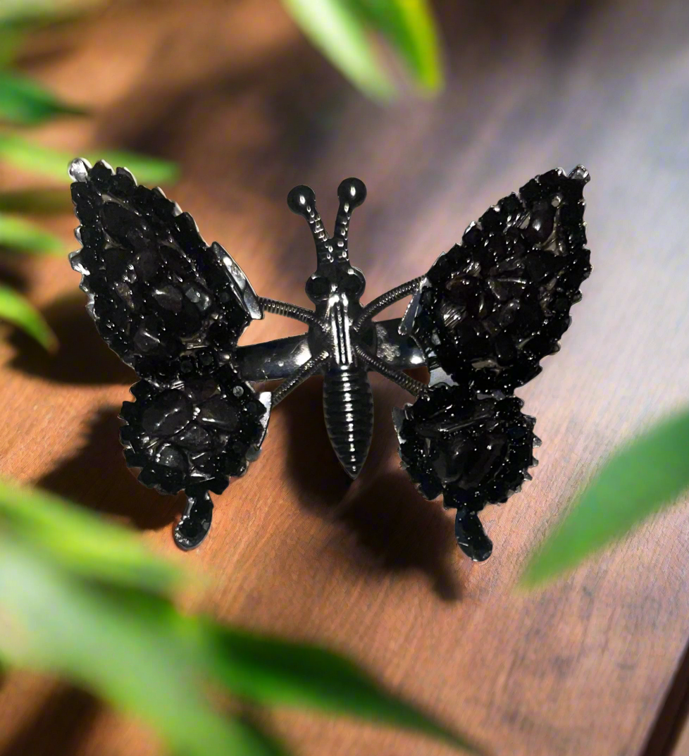 Moving Butterfly Hair Clips w/ Genuine Crystal Gemstones