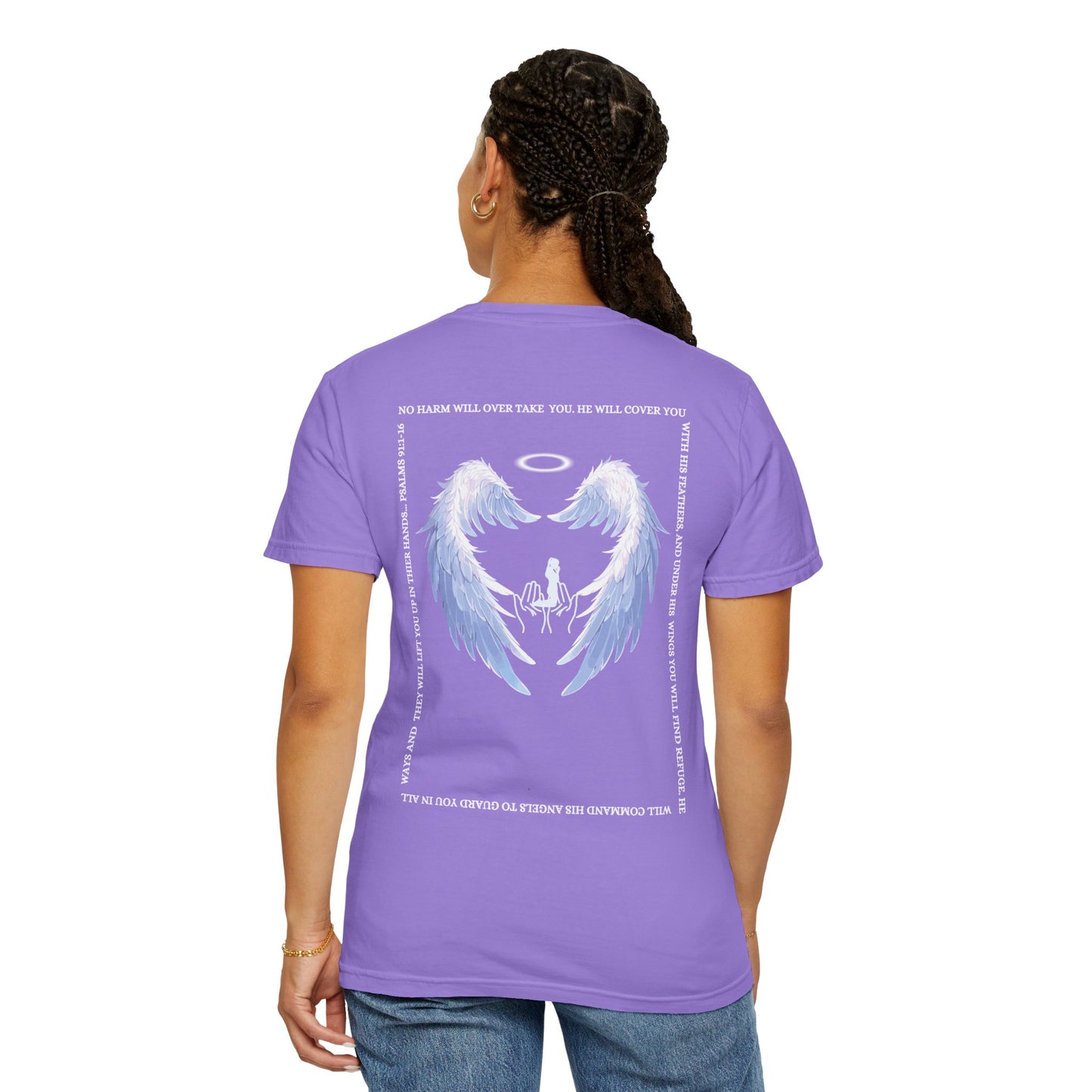 Protected Female Figure, Design w/ Angel Wings - Female T-shirt