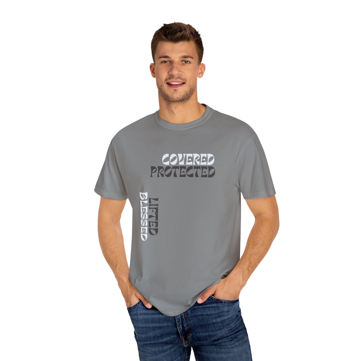 Protected Male Figure Design w/ Angel Wings - Male T-shirt