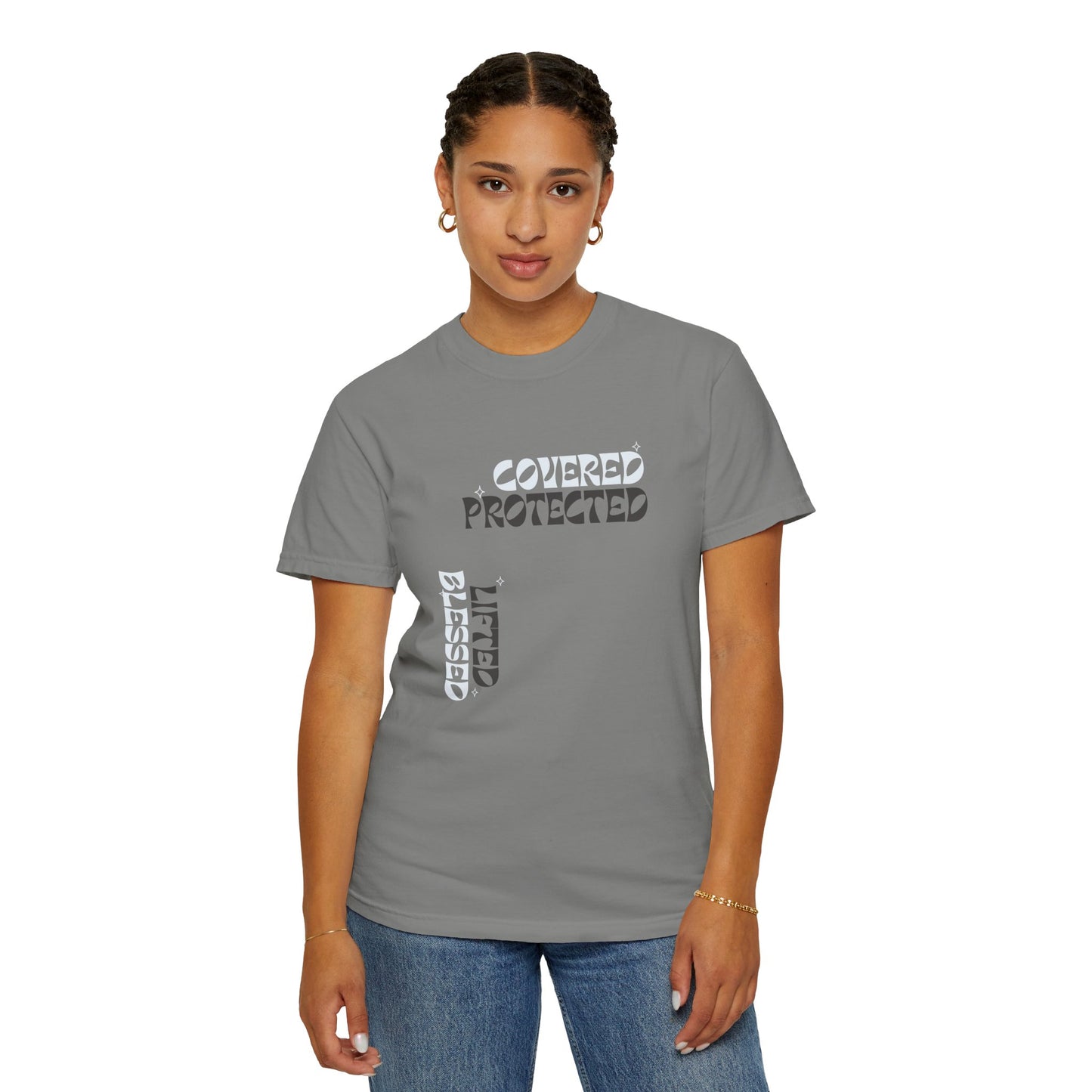 Protected Female Figure, Design w/ Angel Wings - Female T-shirt