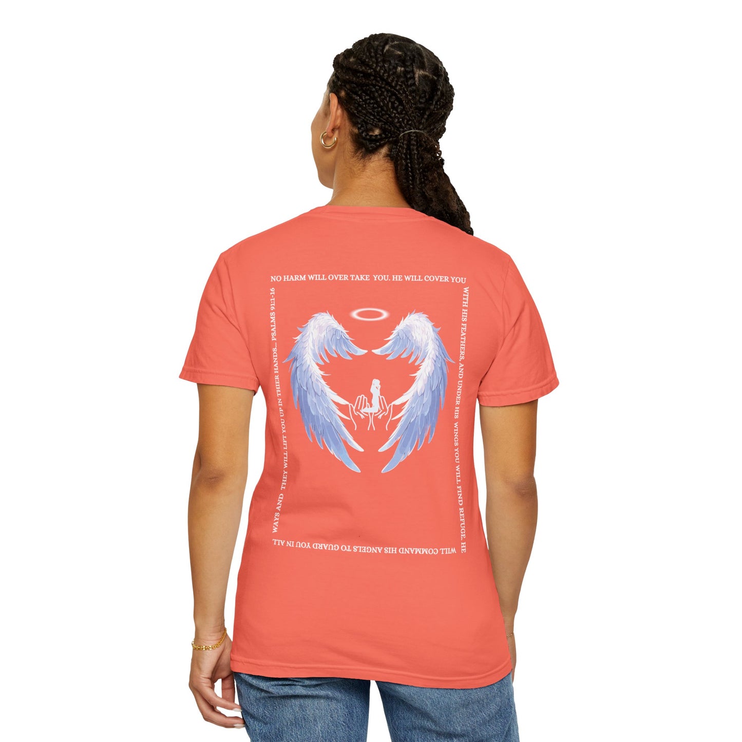 Protected Female Figure, Design w/ Angel Wings - Female T-shirt