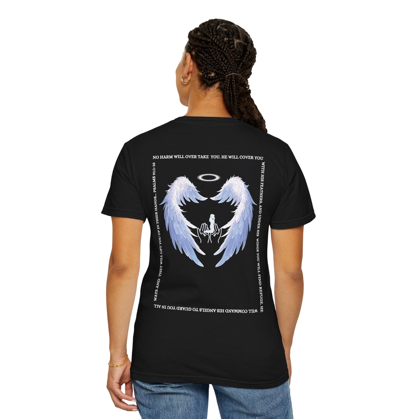 Protected Female Figure, Design w/ Angel Wings - Female T-shirt