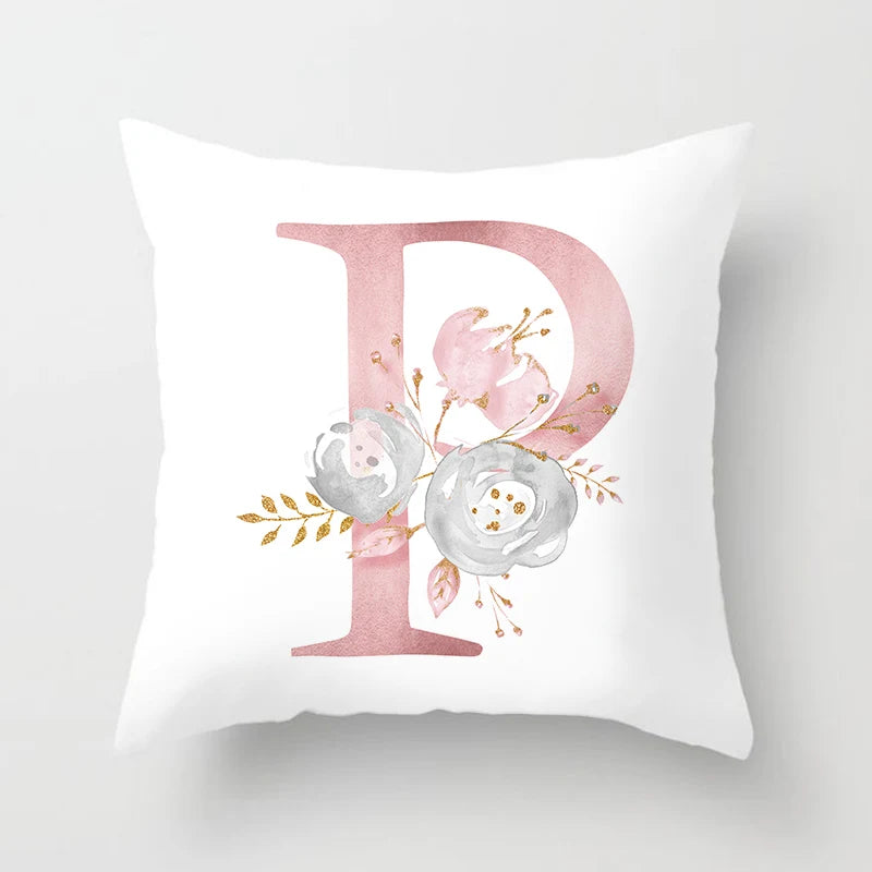 26 Letters Pink Pillow Cover 45*45cm Alphabet Letter Decorative Pillowcases Pink Pillowcase