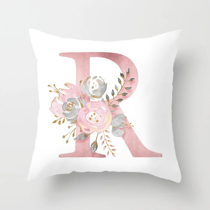 26 Letters Pink Pillow Cover 45*45cm Alphabet Letter Decorative Pillowcases Pink Pillowcase