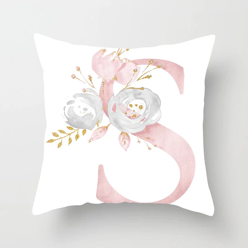 26 Letters Pink Pillow Cover 45*45cm Alphabet Letter Decorative Pillowcases Pink Pillowcase