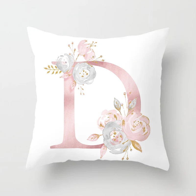 26 Letters Pink Pillow Cover 45*45cm Alphabet Letter Decorative Pillowcases Pink Pillowcase