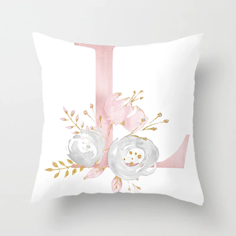 26 Letters Pink Pillow Cover 45*45cm Alphabet Letter Decorative Pillowcases Pink Pillowcase