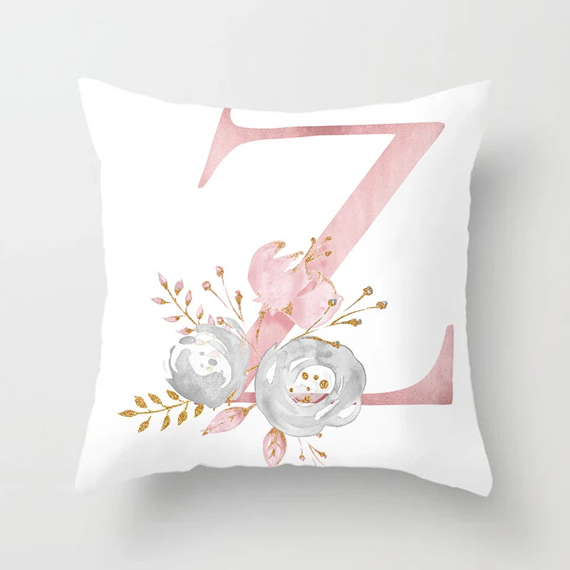 26 Letters Pink Pillow Cover 45*45cm Alphabet Letter Decorative Pillowcases Pink Pillowcase