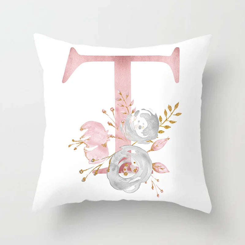 26 Letters Pink Pillow Cover 45*45cm Alphabet Letter Decorative Pillowcases Pink Pillowcase