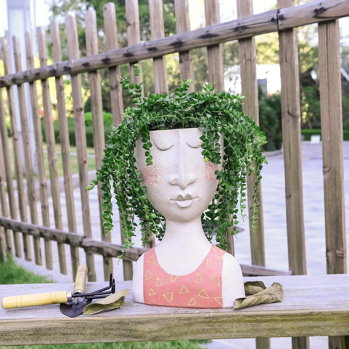 Peaceful Face Resin Flower Pot