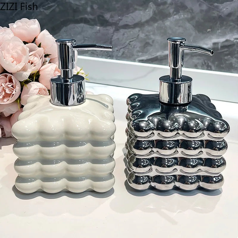 Luxury Ceramic Soap Dispenser Creative Hotel Hand Sanitizer Bottle Bathroom Shower Gel Lotion Bottle Home Bathroom Accessories