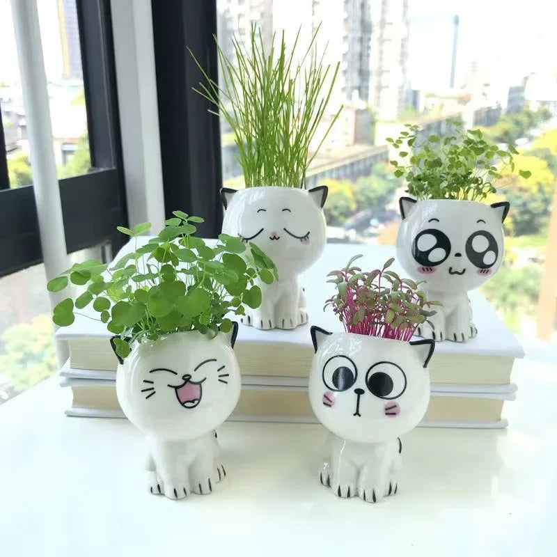 1pc Ceramic Cartoon Cat Flowerpot