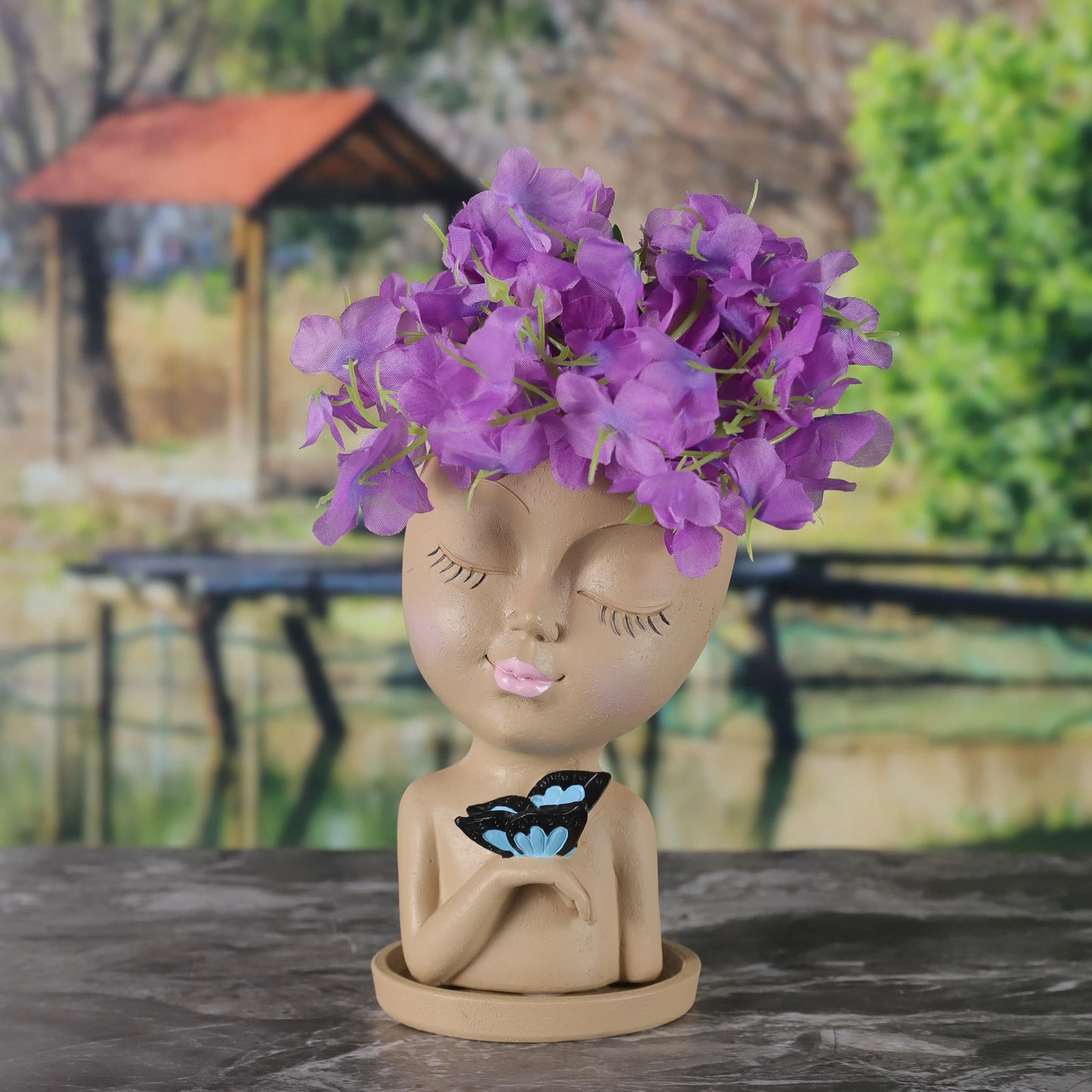 Butterfly Girly Girl Resin Flower Pot