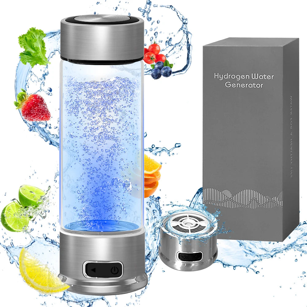 Hydrogen Water Bottle, Hydrogen Water Bottle Generator, 1500 PPB Smart Electrolysis H2 Water Ionizer with SPE/PEM Technology