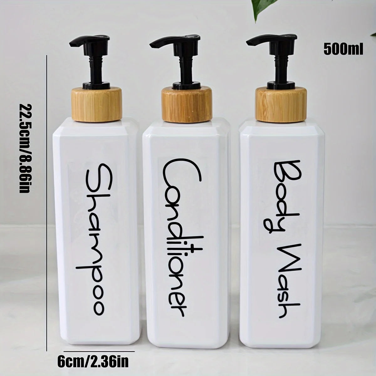 3PCS Bathroom Empty Refillable Bottles with Waterproof Labels