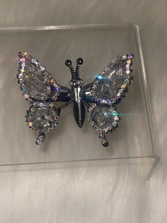 Moving Butterfly Hair Clips w/ Genuine Crystal Gemstones